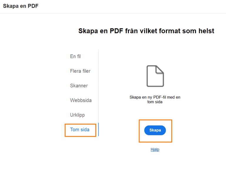 Skapa en PDF-fil med tomma sidor