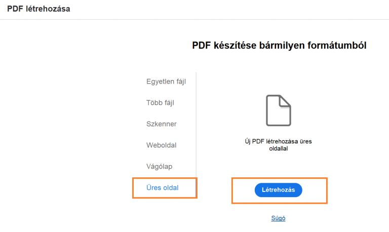 Üres PDF létrehozása