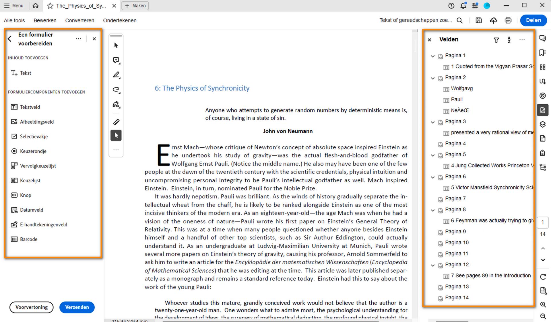 Werkbalk Formulier voorbereiden
