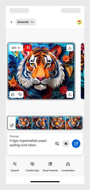 Firefly is open and displaying the prompt field to enter a prompt for AI image generation.