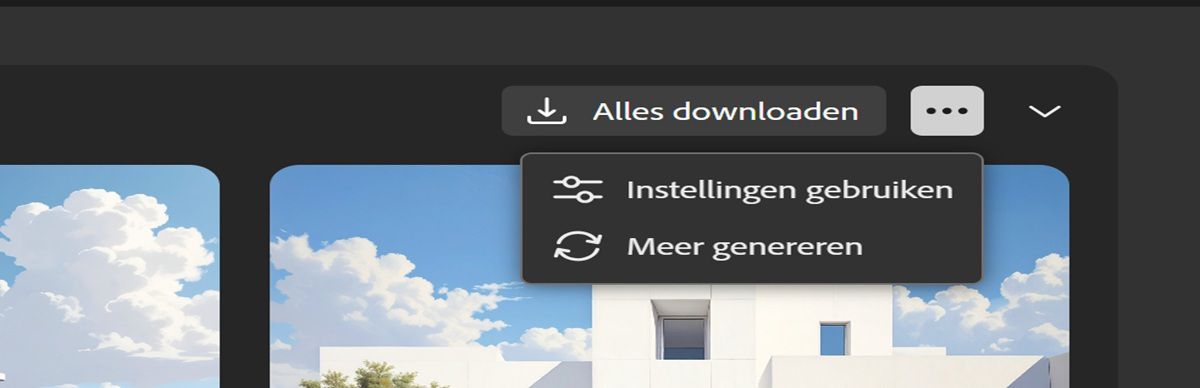 Het menu staat open in de lijstweergave, zodat je instellingen kunt gebruiken om een nieuwe set afbeeldingsvariaties te genereren en het proces opnieuw kunt uitvoeren om nieuwe variaties te maken met dezelfde opdracht en instellingen.
