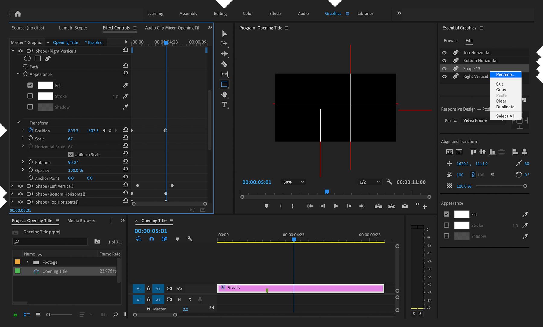 มีการวาดเส้นแนวนอนและแนวตั้งในมอนิเตอร์ Program และแต่ละเส้นต่างวางอยู่ในเลเยอร์ของตนเอง 