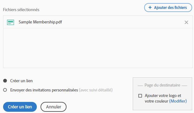 Création d’un lien ou envoi du formulaire