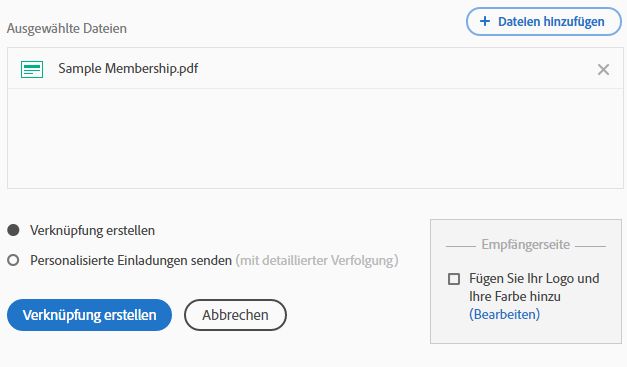 Link erstellen oder Formular senden