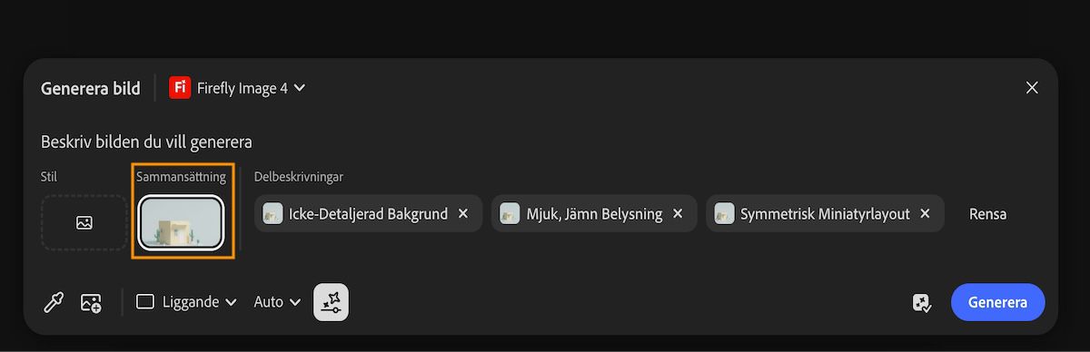 Stilreferensen läggs till i beskrivningen när alternativet Använd som sammansättningsreferens har valts.