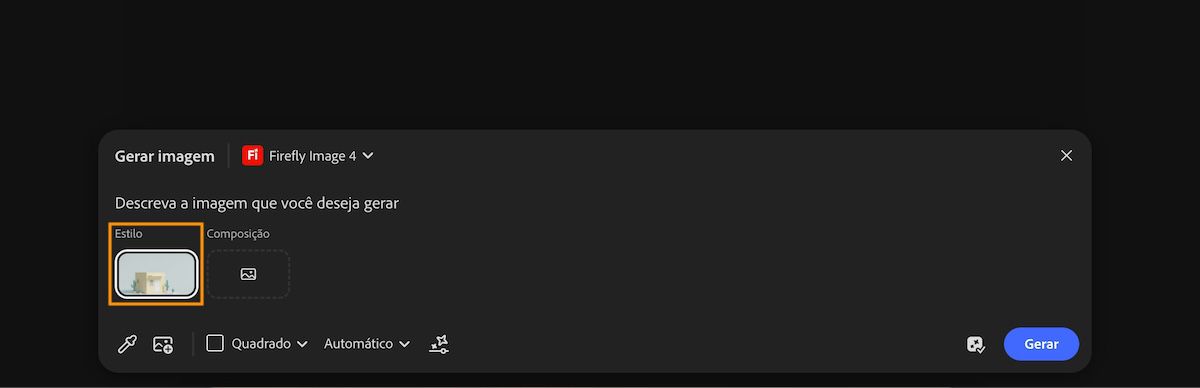 A Referência de estilo é adicionada ao prompt depois que a opção Usar como referência de estilo é selecionada.