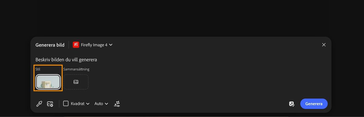Stilreferensen läggs till i beskrivningen när alternativet Använd som stilreferens har valts.