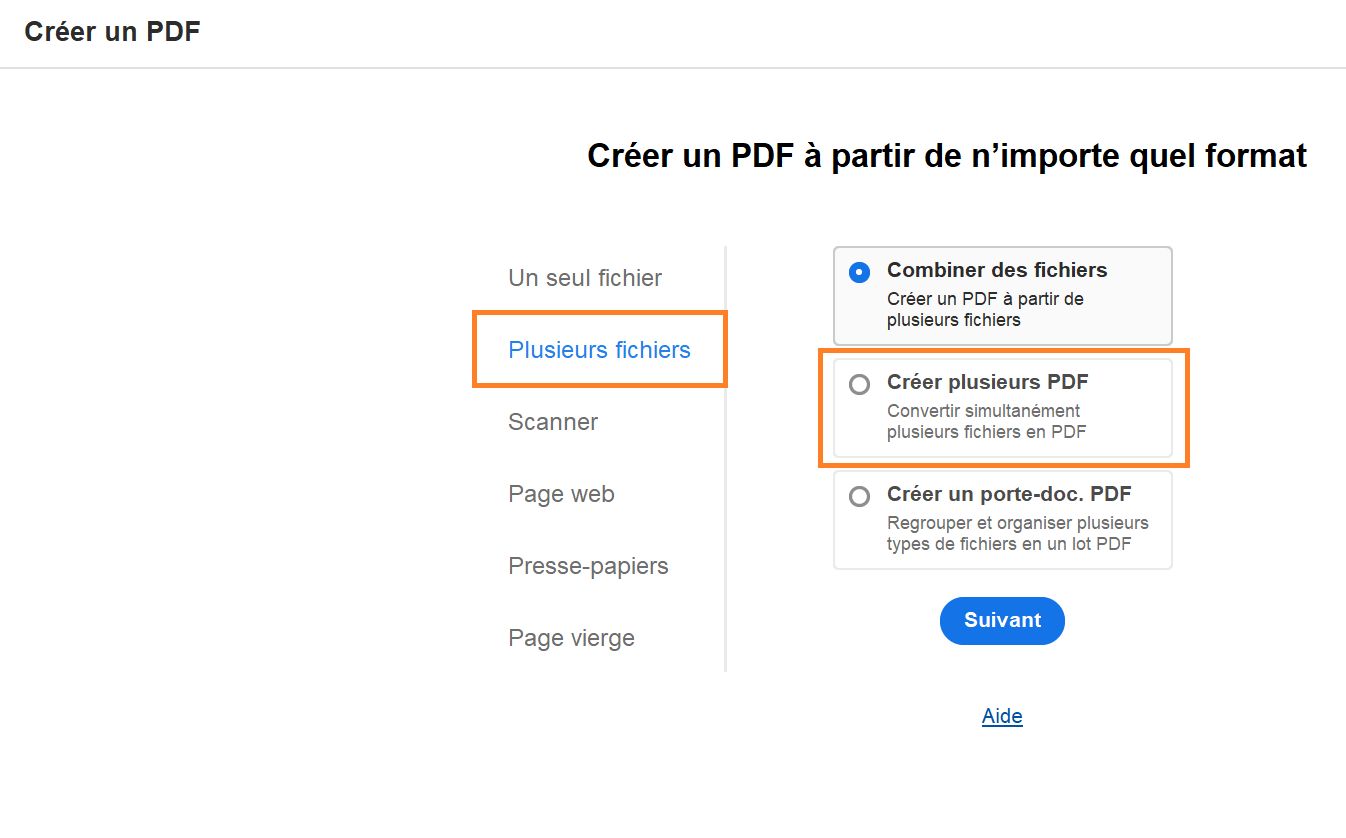 Créer plusieurs PDF