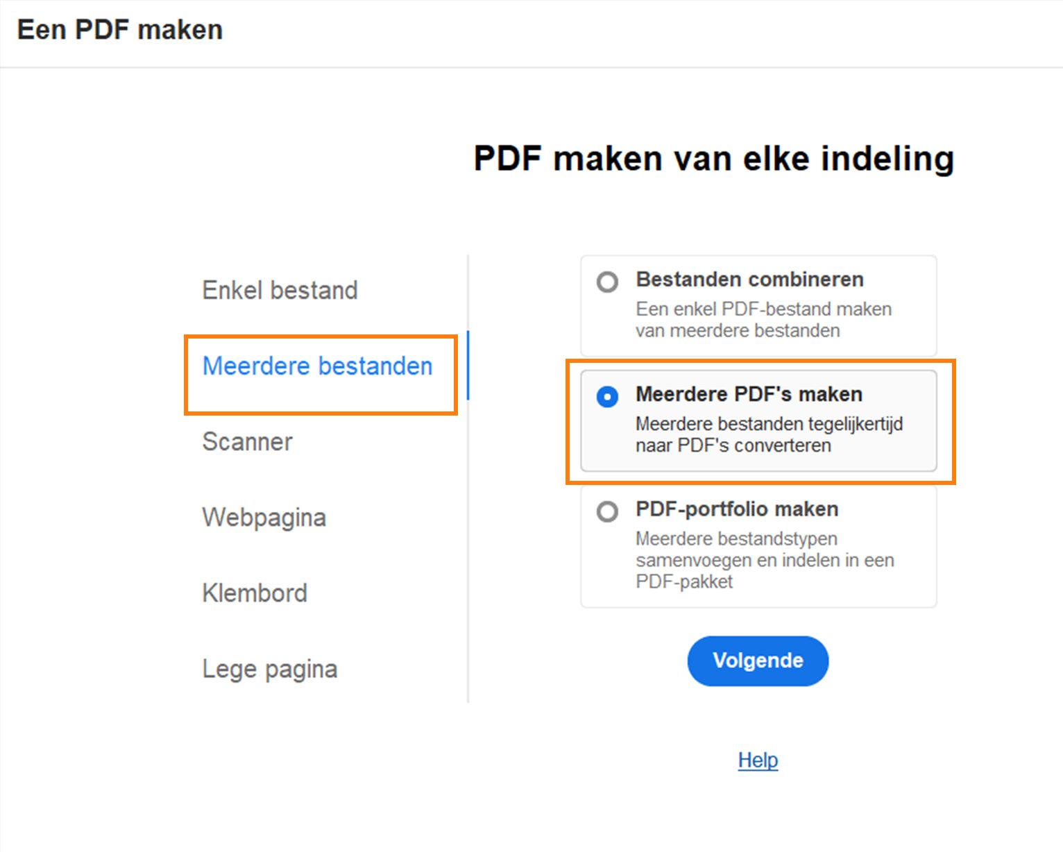 Meerdere PDF's maken