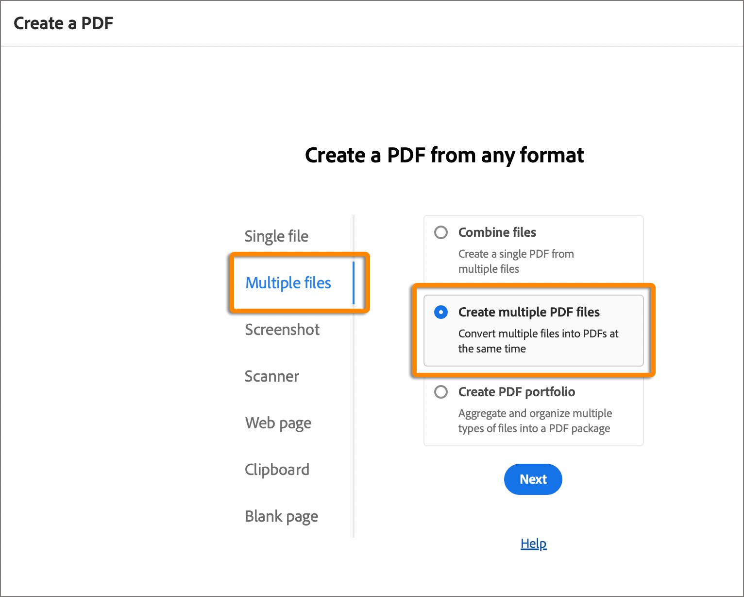 Create multiple PDF files