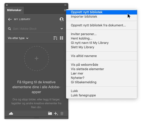 Opprette nytt bibliotek