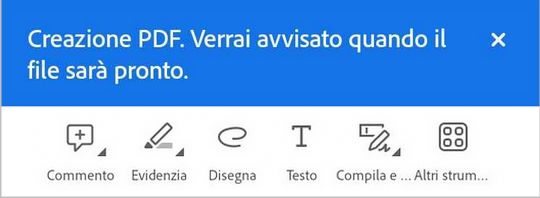 Messaggio di creazione PDF.