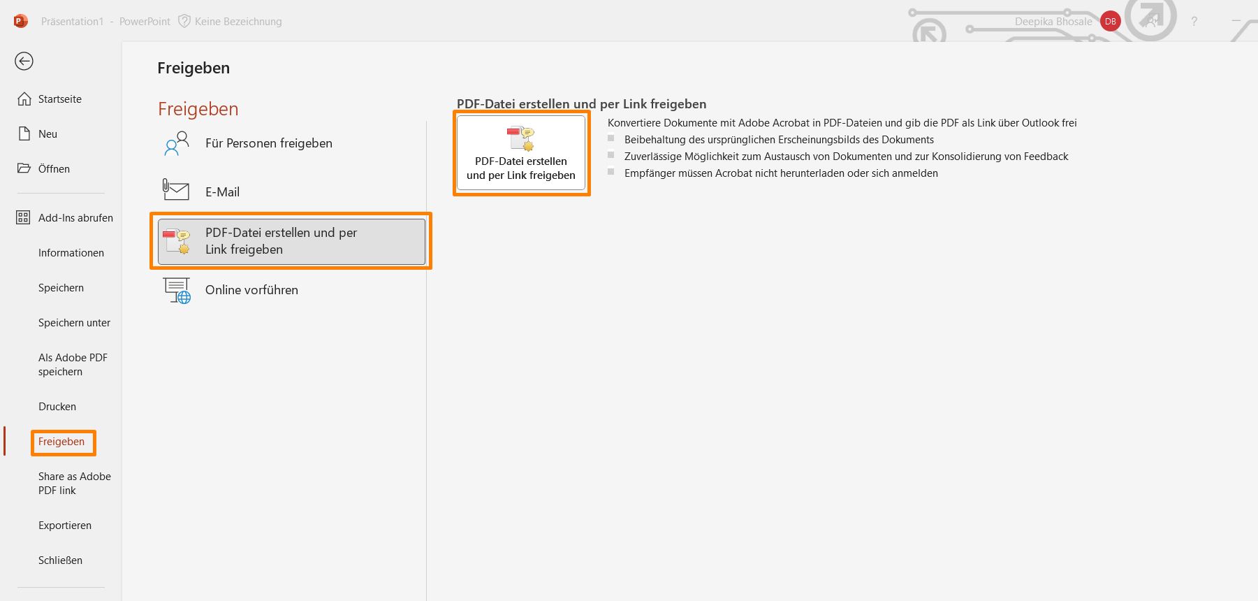 PDF-Datei erstellen und per Link freigeben