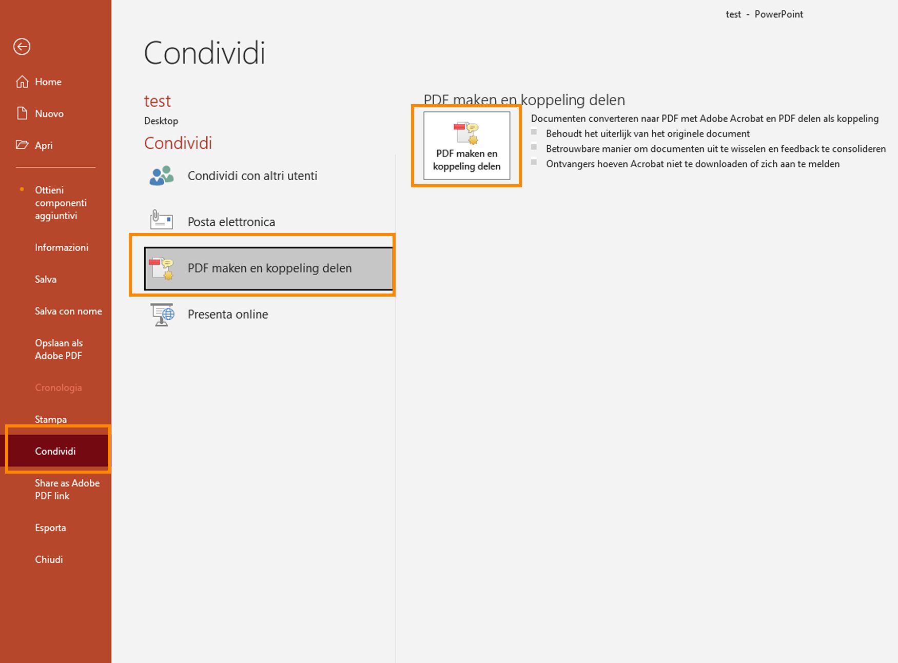 PDF maken en koppeling delen