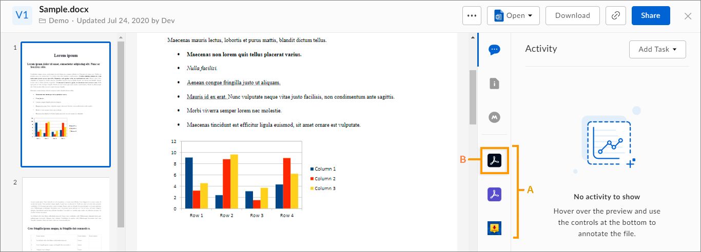 Creare PDF dalla finestra di anteprima di Box