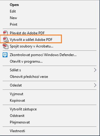 Vytvoření a sdílení Adobe PDF