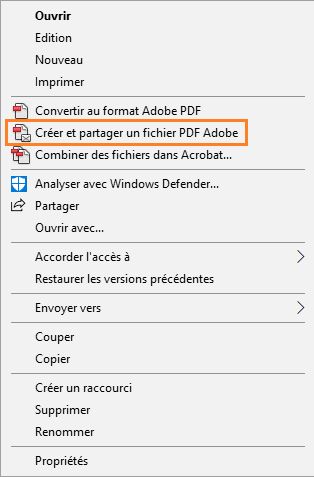 Créer et partager un PDF Adobe