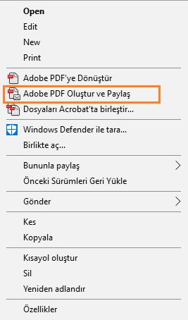 Adobe PDF oluştur ve paylaş