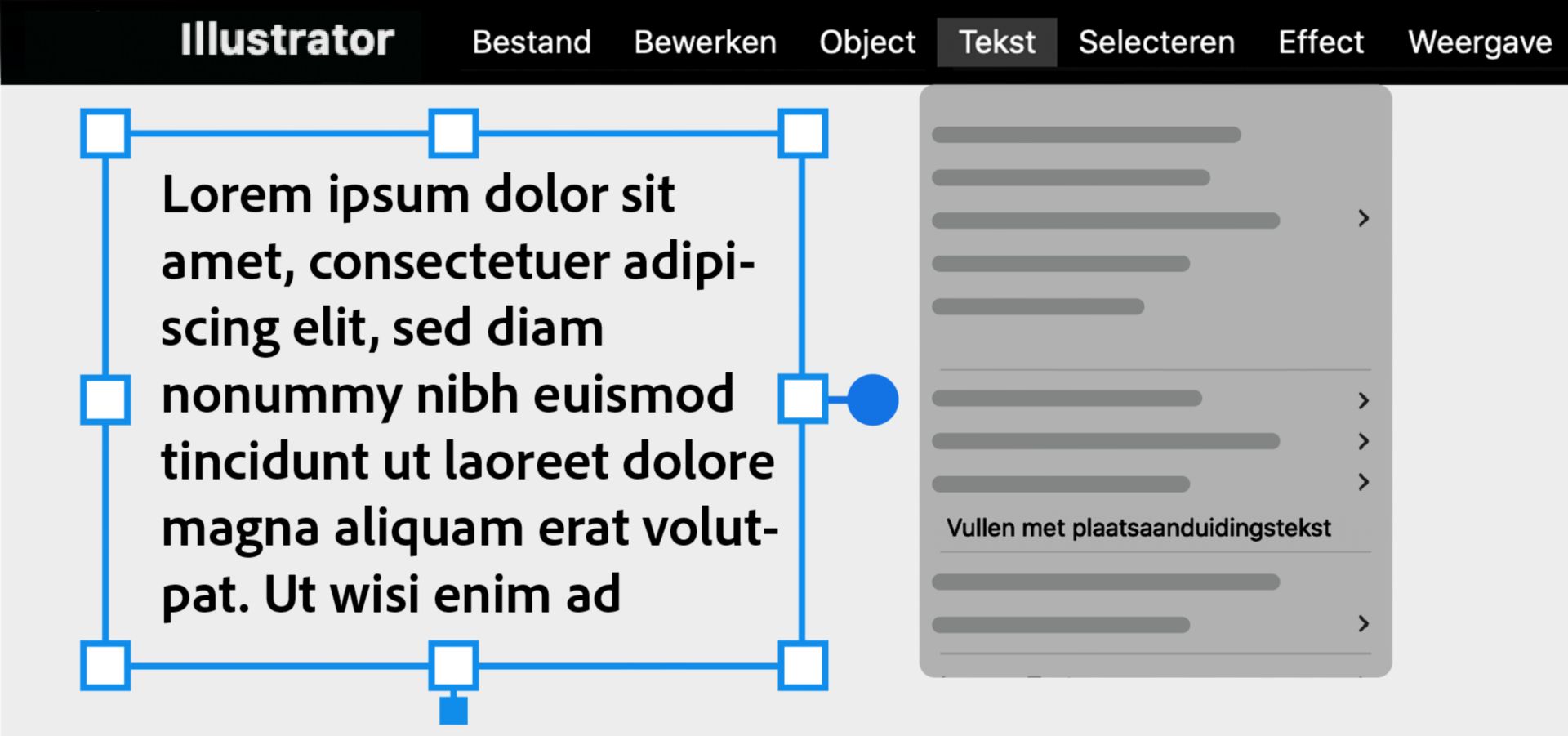 Een gebied of pad vullen met tijdelijke tekst