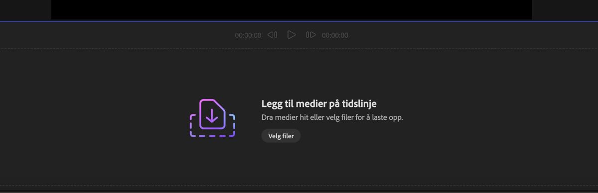 Delen Legg til media er åpen, og du har mulighet til å dra og slippe media eller bruke Velg filer for å laste opp filer fra den lokale enheten.