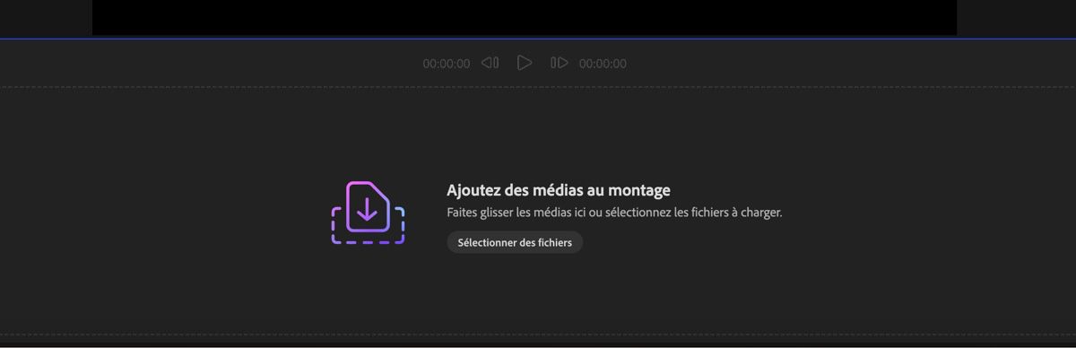 La section Ajouter vos médias est ouverte et vous avez la possibilité de glisser-déposer les médias ou d’utiliser Sélectionner des fichiers pour charger des fichiers depuis l’appareil local.
