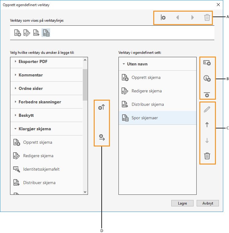 Dialogboksen Opprett tilpasset verktøy