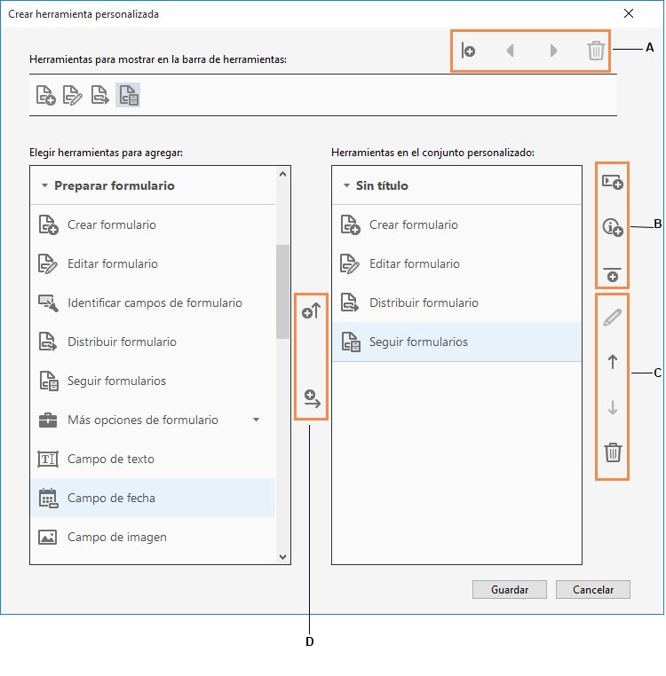 Cuadro de diálogo Crear herramienta personalizada