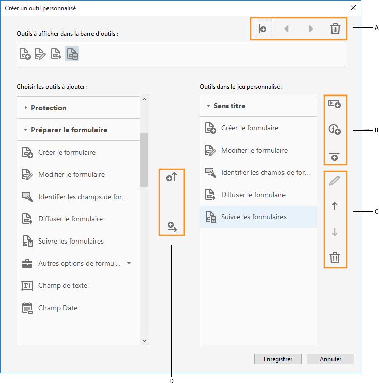 Boîte de dialogue Créer un outil personnalisé