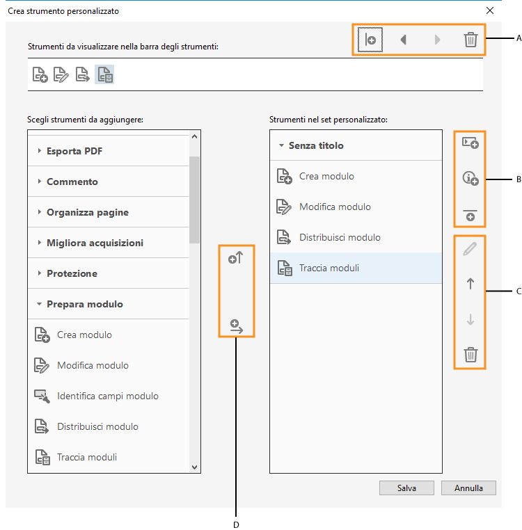 Finestra di dialogo Crea strumento personalizzato