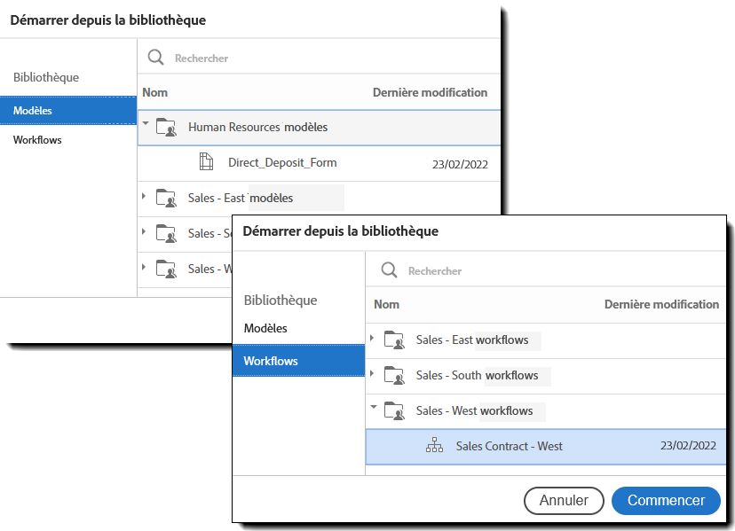 Démarrer l’accord à partir d’un modèle ou d’un workflow