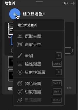 在 Lightroom 桌面版中使用遮色片工具