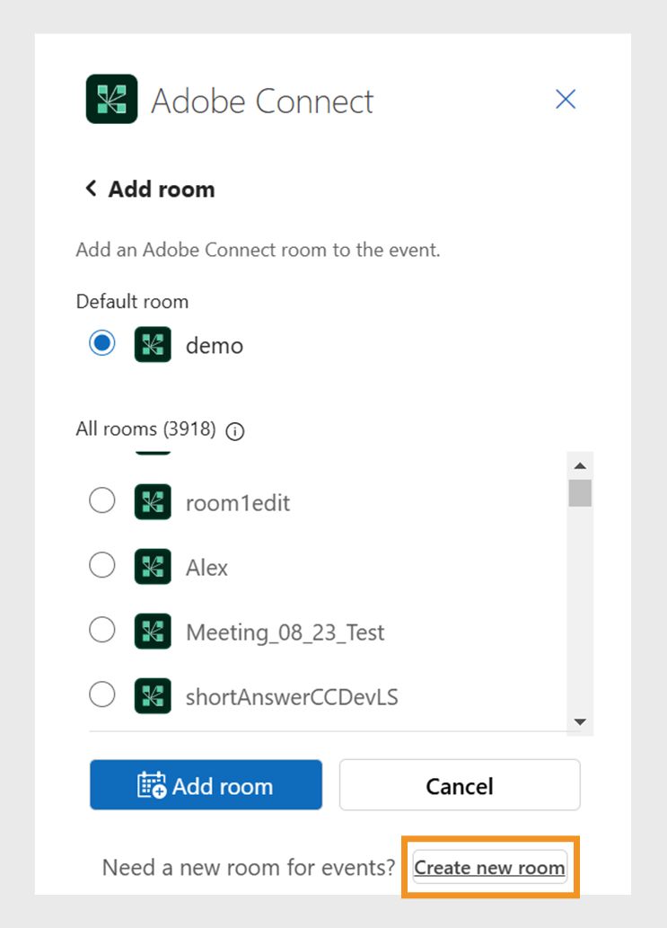 Create a new room from Outlook