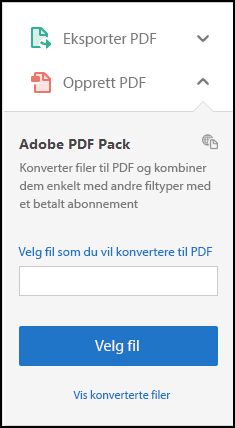 Opprett PDF fra høyre rute
