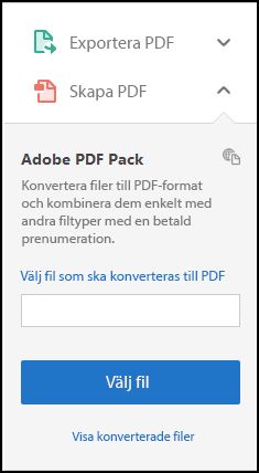 Skapa PDF från den högra rutan