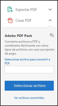 Crear PDF desde el panel derecho