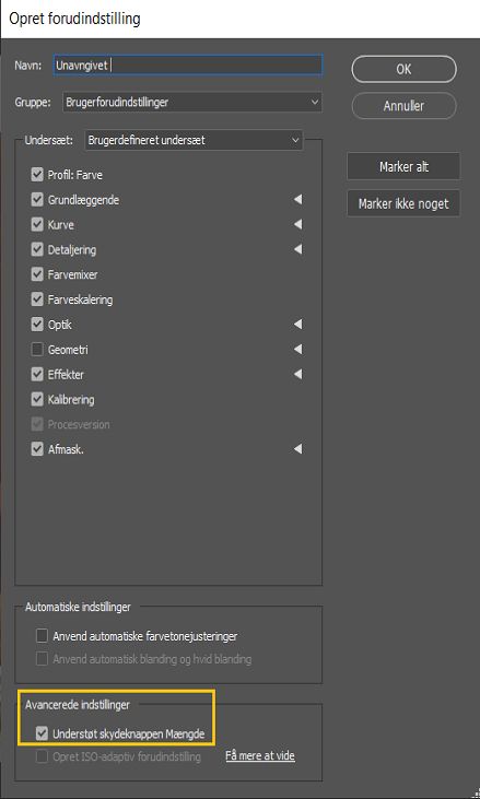 Opret forudindstilling