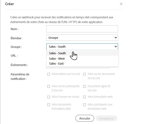 Créer un webhook