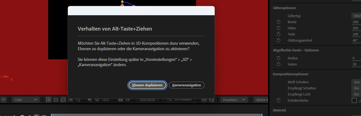 Option ドラッグ動作ダイアログボックスが開き、カメラナビゲーションまたはレイヤー複製を許可するように設定するオプションが表示されます。