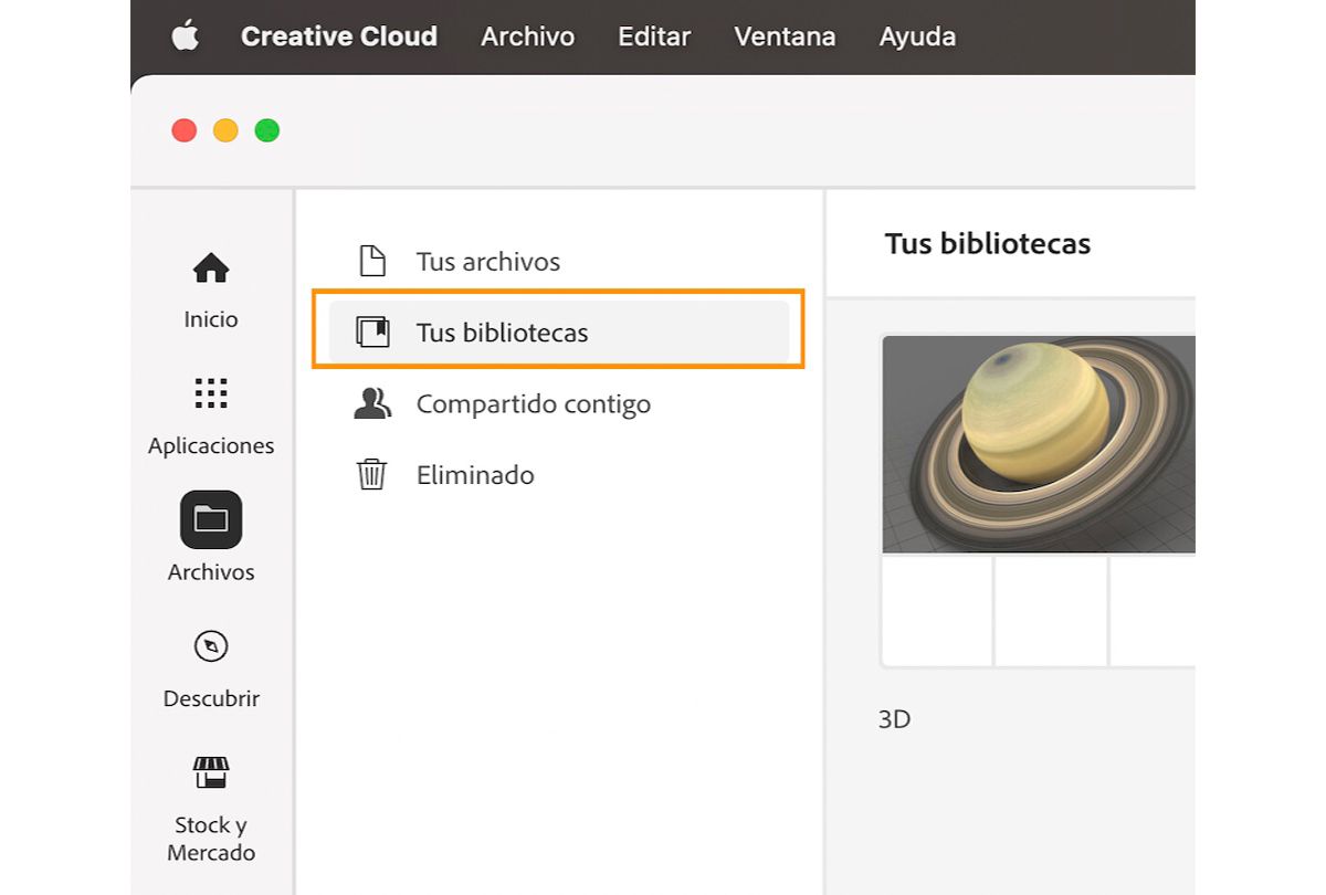 Adición de modelos 3D con la aplicación de escritorio de Creative Cloud.