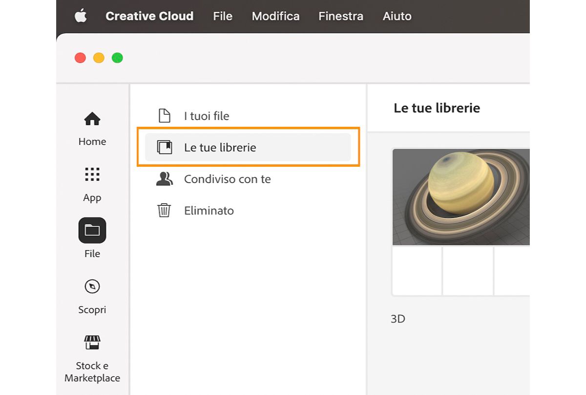 Aggiungere modelli 3D mediante l’app desktop Creative Cloud.