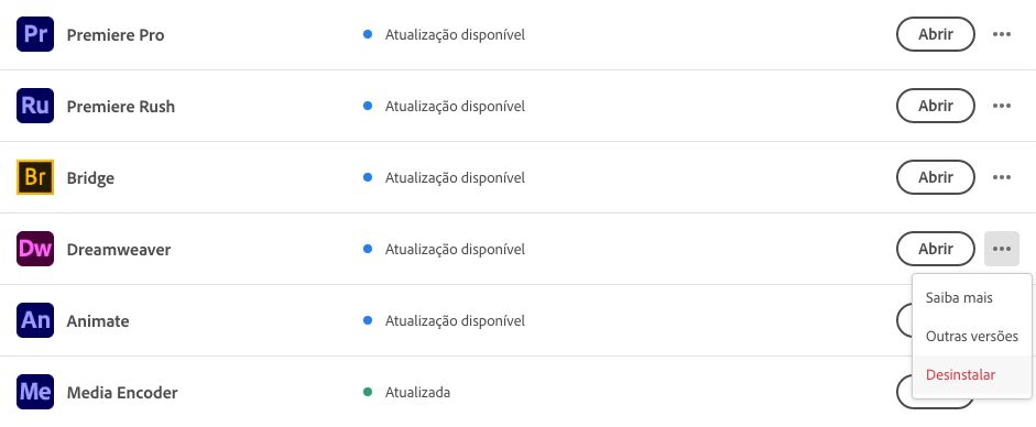 Desinstale o Dreamweaver