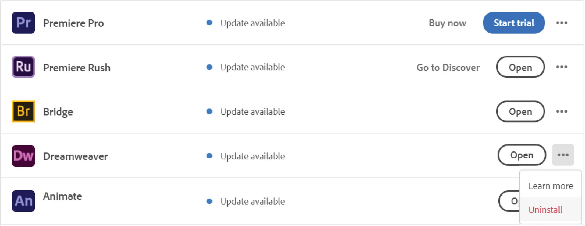 إلغاء تثبيت Dreamweaver
