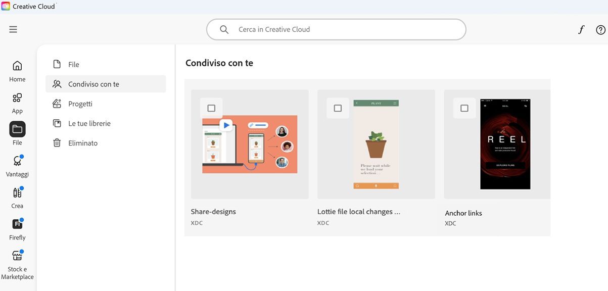 Sezione Condiviso con te