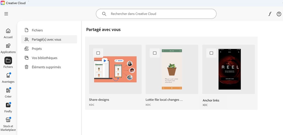 Section Partagé(s) avec vous