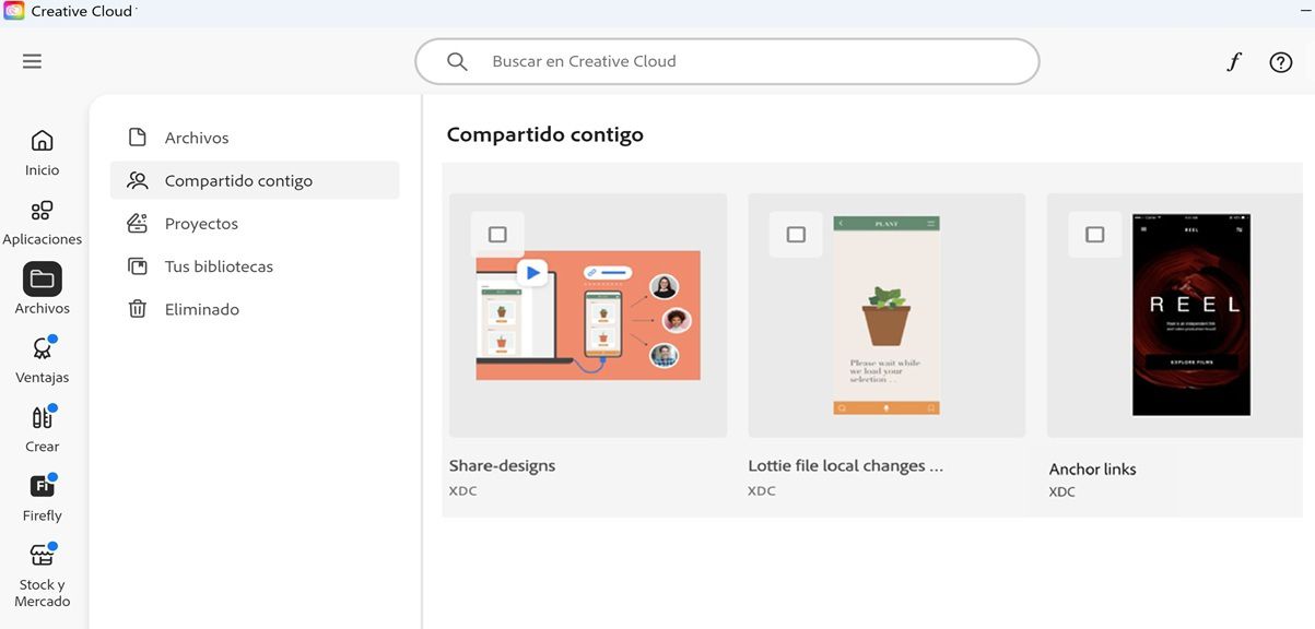 Sección Compartido con usted