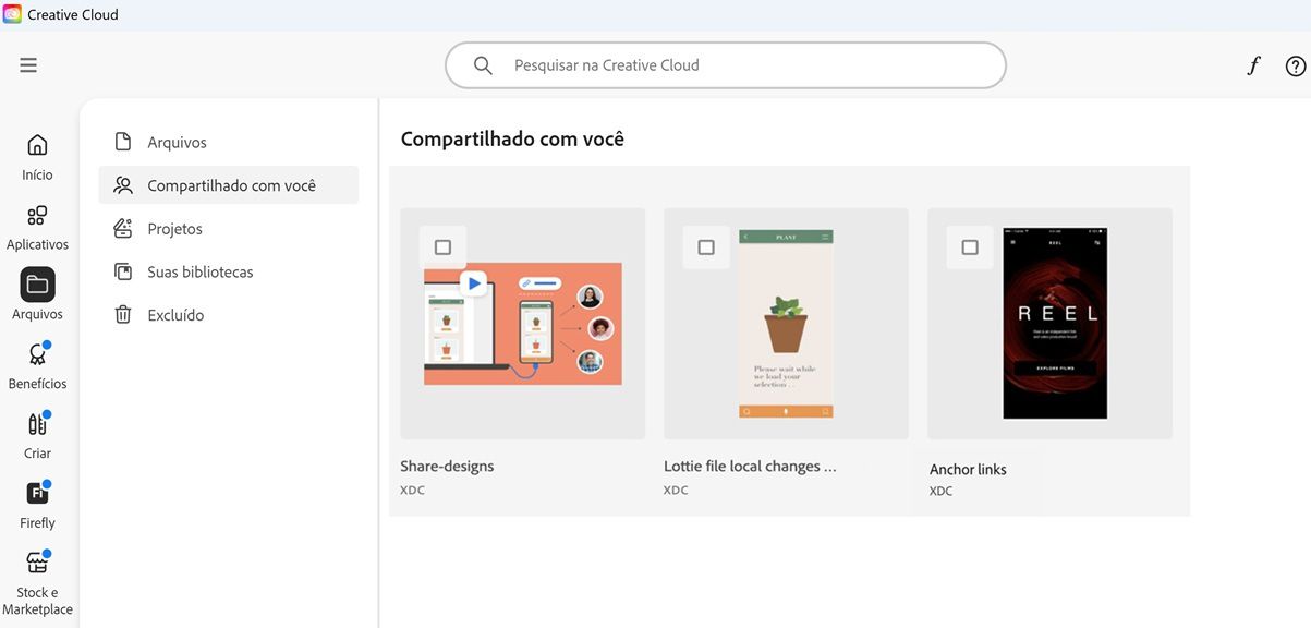 Seção Compartilhado com você