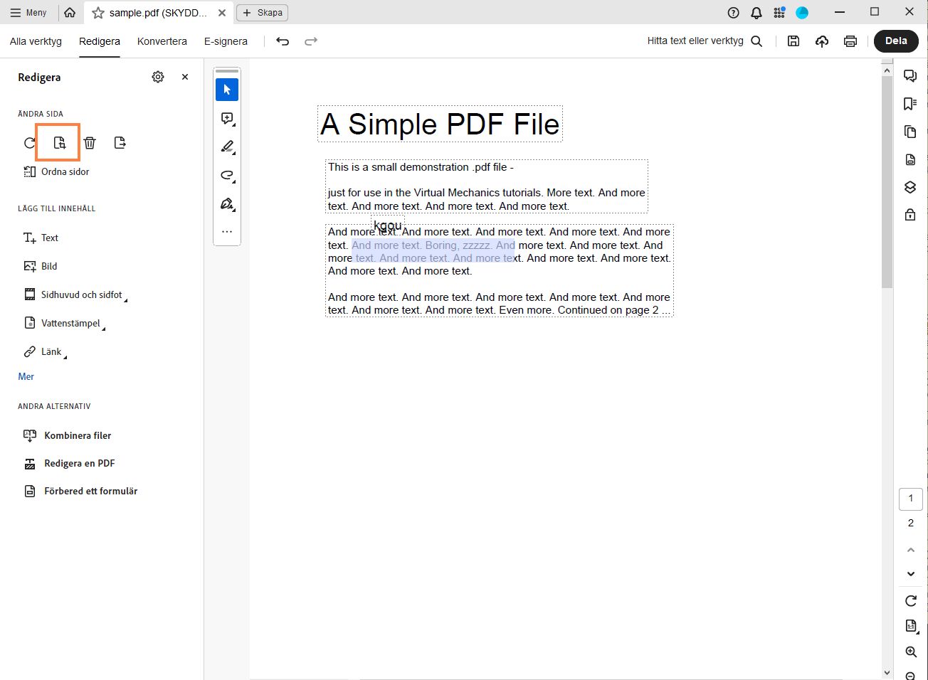 Beskär sidor i en PDF-fil.