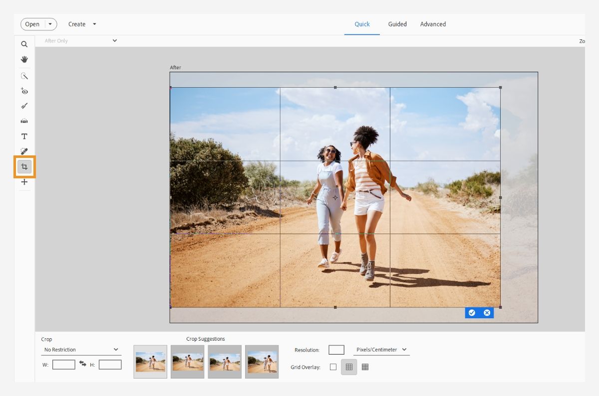 Crop images in Photoshop Elements