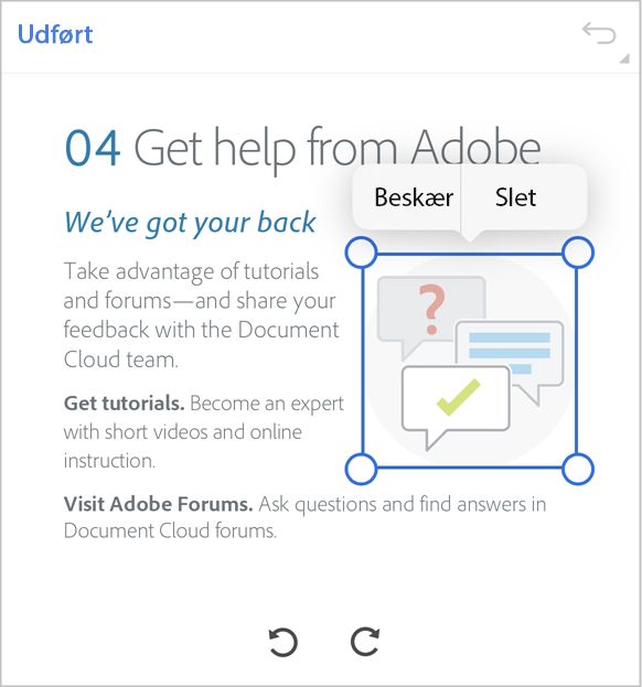 Beskær billeder med Acrobat Reader til iOS.