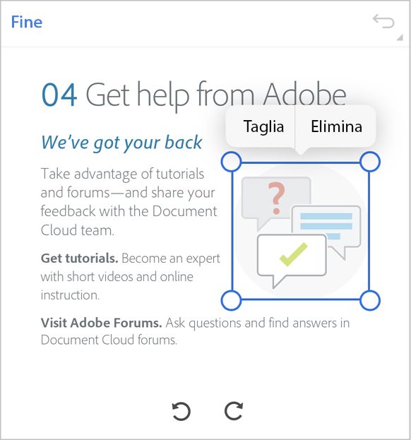 Ritaglia le immagini in Acrobat Reader per iOS.